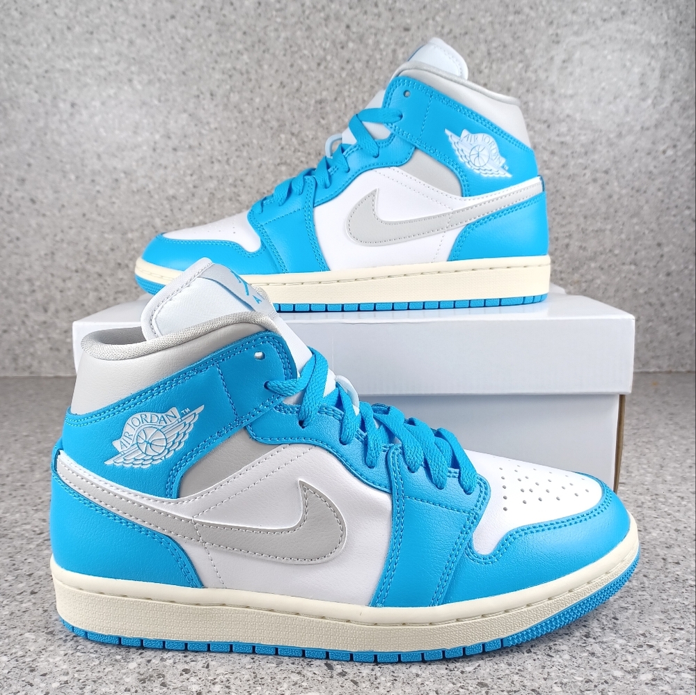 Nike Air Jordan 1 Mid Dark Powder Blue Sneakers Womens